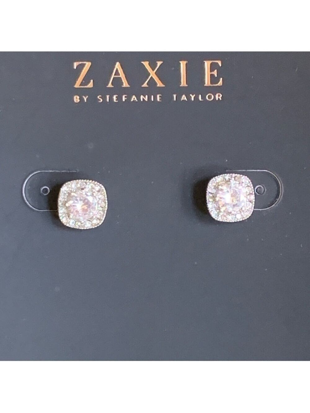 Cushion Cut CZ Halo Stud Earrings by Zaxie | NEW - Picture 4 of 8